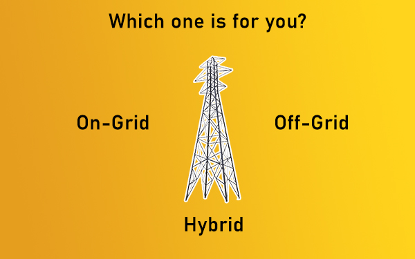 On-grid solar system, off-grid solar system thiab hybrid solar system, yog dab tsi?